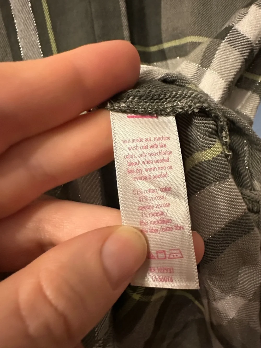 Justice Olive Green Metallic Threading Plaid Shit, Sz 14